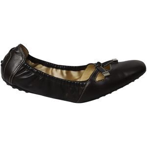 Tod's Bow Scrunch Ballet Flats in Black Leather